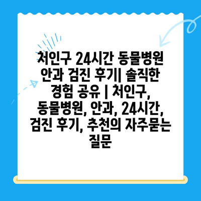 처인구 24시간 동물병원 안과 검진 후기| 솔직한 경험 공유 | 처인구, 동물병원, 안과, 24시간, 검진 후기, 추천