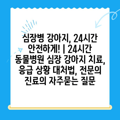 심장병 강아지, 24시간 안전하게! | 24시간 동물병원 심장 강아지 치료, 응급 상황 대처법, 전문의 진료