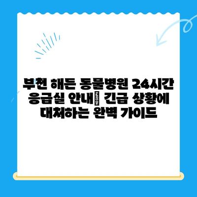 부천 해든 동물병원 24시간 응급실 안내| 긴급 상황에 대처하는 완벽 가이드 | 부천, 동물병원, 24시간, 응급, 진료