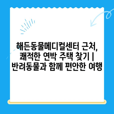 해든동물메디컬센터 근처, 쾌적한 연박 주택 찾기 | 반려동물과 함께 편안한 여행