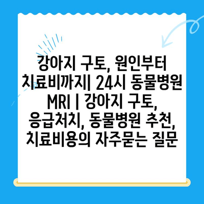 강아지 구토, 원인부터 치료비까지| 24시 동물병원 MRI | 강아지 구토, 응급처치, 동물병원 추천, 치료비용