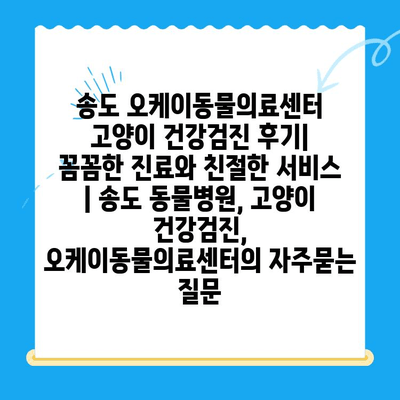 송도 오케이동물의료센터 고양이 건강검진 후기|  꼼꼼한 진료와 친절한 서비스 | 송도 동물병원, 고양이 건강검진, 오케이동물의료센터