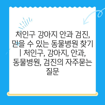 처인구 강아지 안과 검진, 믿을 수 있는 동물병원 찾기 | 처인구, 강아지, 안과, 동물병원, 검진