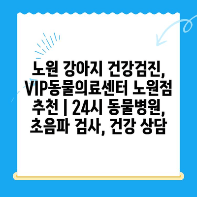 노원 강아지 건강검진, VIP동물의료센터 노원점 추천 | 24시 동물병원, 초음파 검사, 건강 상담