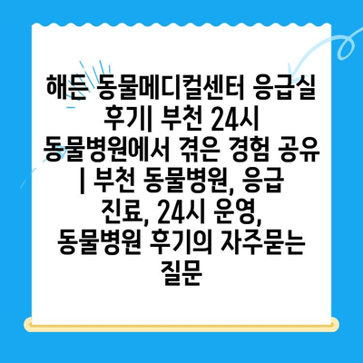 해든 동물메디컬센터 응급실 후기| 부천 24시 동물병원에서 겪은 경험 공유 | 부천 동물병원, 응급 진료, 24시 운영, 동물병원 후기