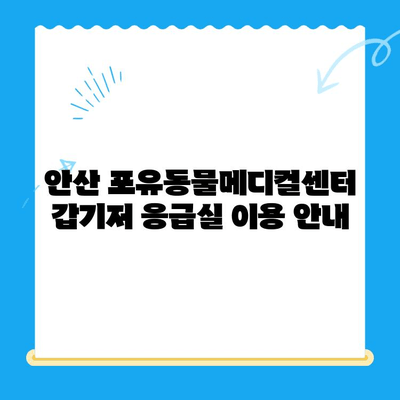 안산 포유동물메디컬센터 갑기저 응급실 대기 시간 안내 | 응급 진료, 대기 시간 정보, 연락처