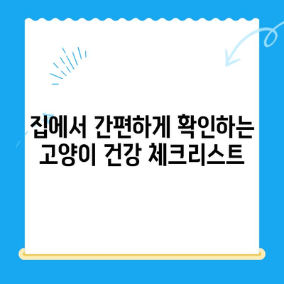 고양이 건강 체크, 집에서부터 24시 동물병원 검진까지! | 건강 관리, 증상, 응급 상황, 동물병원, 검진