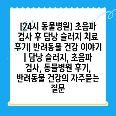 [24시 동물병원] 초음파 검사 후 담낭 슬러지 치료 후기| 반려동물 건강 이야기 | 담낭 슬러지, 초음파 검사, 동물병원 후기, 반려동물 건강