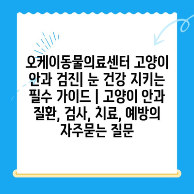 오케이동물의료센터 고양이 안과 검진| 눈 건강 지키는 필수 가이드 | 고양이 안과 질환, 검사, 치료, 예방