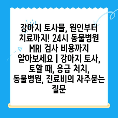 강아지 토사물, 원인부터 치료까지! 24시 동물병원 MRI 검사 비용까지 알아보세요 | 강아지 토사, 토할 때, 응급 처치, 동물병원, 진료비