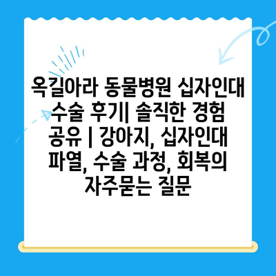 옥길아라 동물병원 십자인대 수술 후기| 솔직한 경험 공유 | 강아지, 십자인대 파열, 수술 과정, 회복