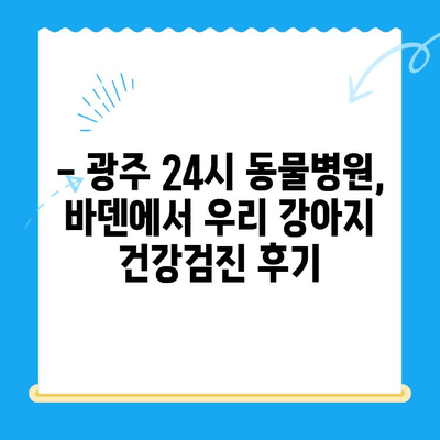 광주 24시 동물병원, 바덴 동물메디컬센터 체험 후기| 강아지 건강검진 경험 공유 | 광주 동물병원, 강아지 건강검진, 24시 동물병원, 바덴 동물메디컬센터