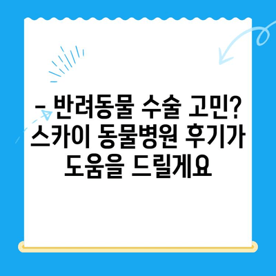 인천 스카이 동물병원 수술 후기| 🐶🐱 반려동물 건강, 만족도는? | 수술 후기, 만족도, 스카이 동물병원, 인천 동물병원