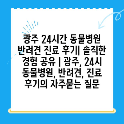 광주 24시간 동물병원 반려견 진료 후기| 솔직한 경험 공유 | 광주, 24시 동물병원, 반려견, 진료 후기