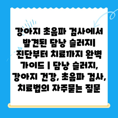 강아지 초음파 검사에서 발견된 담낭 슬러지| 진단부터 치료까지 완벽 가이드 | 담낭 슬러지, 강아지 건강, 초음파 검사, 치료법