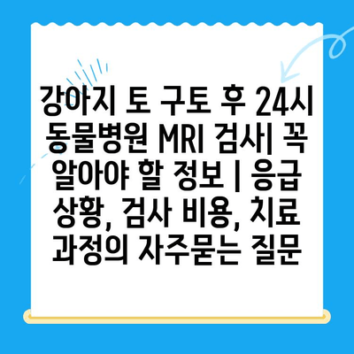 강아지 토 구토 후 24시 동물병원 MRI 검사| 꼭 알아야 할 정보 | 응급 상황, 검사 비용, 치료 과정