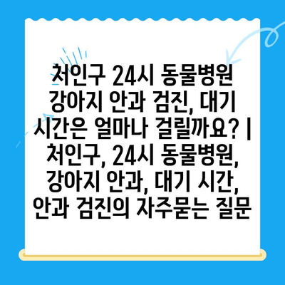 처인구 24시 동물병원 강아지 안과 검진, 대기 시간은 얼마나 걸릴까요? | 처인구, 24시 동물병원, 강아지 안과, 대기 시간, 안과 검진