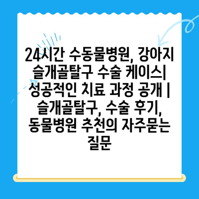 24시간 수동물병원, 강아지 슬개골탈구 수술 케이스| 성공적인 치료 과정 공개 | 슬개골탈구, 수술 후기, 동물병원 추천