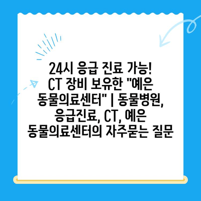 24시 응급 진료 가능! CT 장비 보유한 "예은 동물의료센터" | 동물병원, 응급진료, CT, 예은 동물의료센터