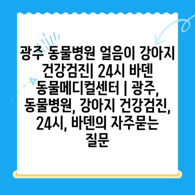 광주 동물병원 얼음이 강아지 건강검진| 24시 바덴 동물메디컬센터 | 광주, 동물병원, 강아지 건강검진, 24시, 바덴