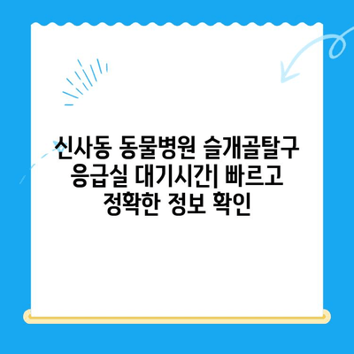 신사동 동물병원 슬개골탈구 응급실 대기시간| 빠르고 정확한 정보 확인 | 슬개골탈구, 응급실, 대기시간, 신사동, 동물병원