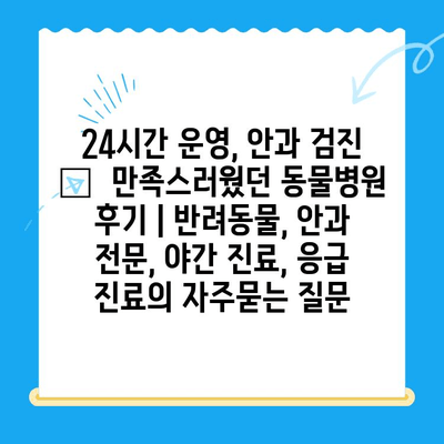 24시간 운영, 안과 검진 👍 만족스러웠던 동물병원 후기 | 반려동물, 안과 전문, 야간 진료, 응급 진료