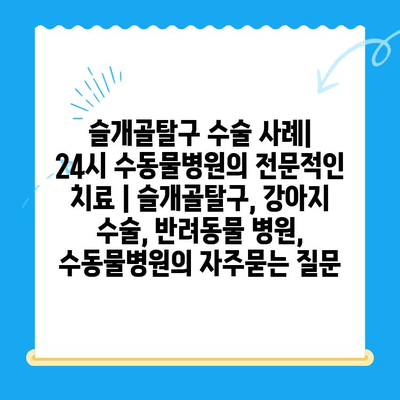 슬개골탈구 수술 사례| 24시 수동물병원의 전문적인 치료 | 슬개골탈구, 강아지 수술, 반려동물 병원, 수동물병원