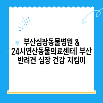 부산 반려견 심장 질환 전문 병원| 