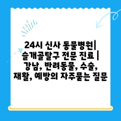 24시 신사 동물병원| 슬개골탈구 전문 진료 | 강남, 반려동물, 수술, 재활, 예방
