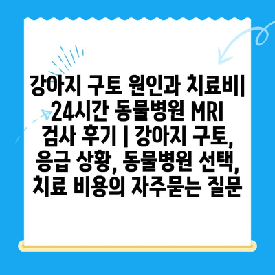 강아지 구토 원인과 치료비| 24시간 동물병원 MRI 검사 후기 | 강아지 구토, 응급 상황, 동물병원 선택, 치료 비용