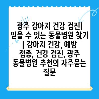 광주 강아지 건강 검진| 믿을 수 있는 동물병원 찾기 | 강아지 건강, 예방 접종, 건강 검진, 광주 동물병원 추천