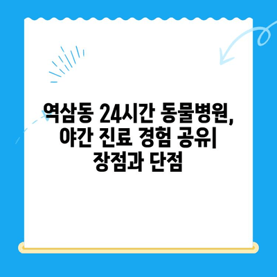 역삼동 24시간 동물병원 진료 후기| 솔직한 경험 공유 | 반려동물, 응급진료, 야간진료, 추천