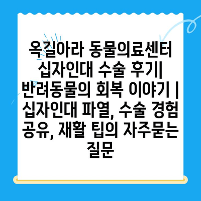 옥길아라 동물의료센터 십자인대 수술 후기| 반려동물의 회복 이야기 | 십자인대 파열, 수술 경험 공유, 재활 팁