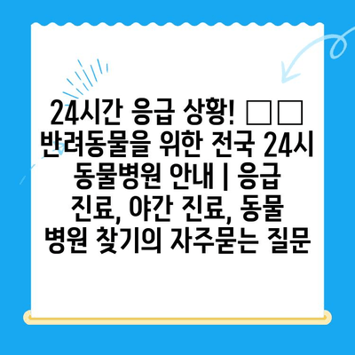 24시간 응급 상황! 🐶🐱 반려동물을 위한 전국 24시 동물병원 안내 | 응급 진료, 야간 진료, 동물 병원 찾기