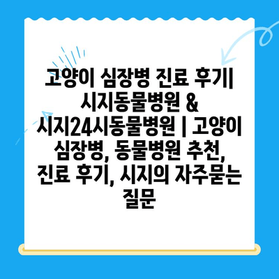 고양이 심장병 진료 후기| 시지동물병원 & 시지24시동물병원 | 고양이 심장병, 동물병원 추천, 진료 후기, 시지