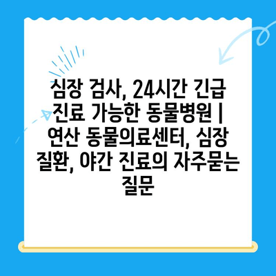 심장 검사, 24시간 긴급 진료 가능한 동물병원 | 연산 동물의료센터, 심장 질환, 야간 진료