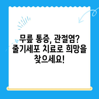 무릎 내시경 줄기세포 치료, 통증 완화 비용 알아보기 |  무릎 통증, 관절염, 재활, 치료