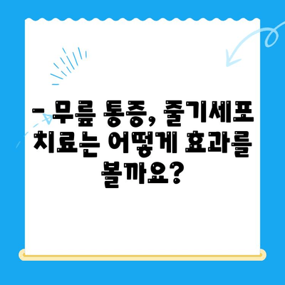 무릎 통증, 줄기세포 치료로 해결할 수 있을까요? | 무릎 통증, 줄기세포 치료, 치료 효과, 부작용, 비용