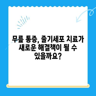 무릎 통증, 줄기세포 치료가 희망이 될 수 있을까요? | 무릎 통증, 줄기세포, 치료, 희망, 솔루션