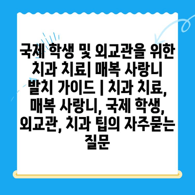 국제 학생 및 외교관을 위한 치과 치료| 매복 사랑니 발치 가이드 | 치과 치료, 매복 사랑니, 국제 학생, 외교관, 치과 팁