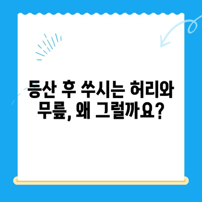 야외 활동 후 찾아오는 허리와 무릎 통증, 원인과 해결책 | 등산, 운동, 관절 통증, 통증 완화