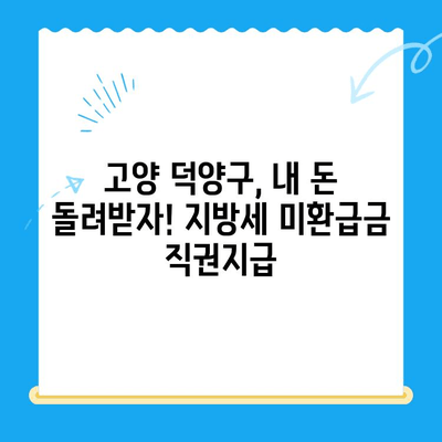 고양특례시 덕양구, 지방세 미환급금 직권지급 추진 | 미환급금 찾기, 신청 방법, 대상자 확인