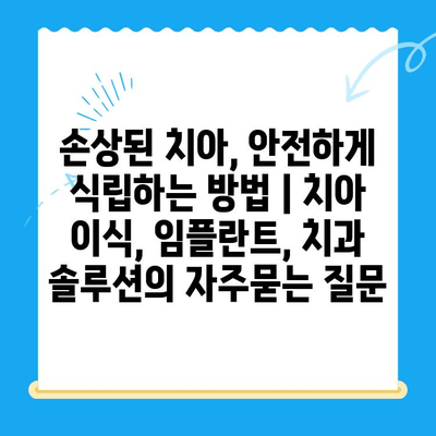손상된 치아, 안전하게 식립하는 방법 | 치아 이식, 임플란트, 치과 솔루션