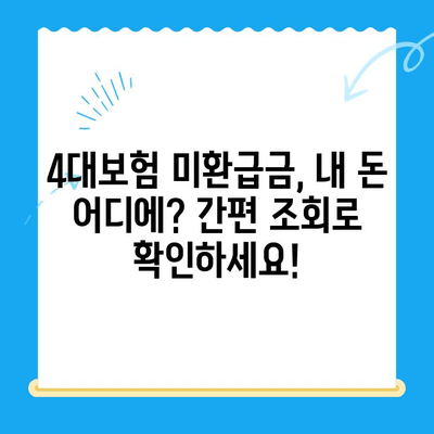 4대보험 미환급금, 내 돈 찾기! 간편 조회 및 정산 신청 가이드 | 미환급금 조회, 정산 신청 방법, 국민연금, 건강보험, 고용보험, 산재보험