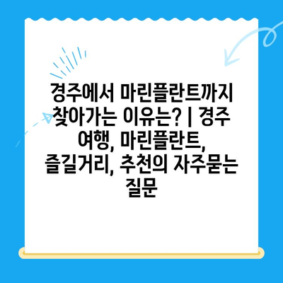 경주에서 마린플란트까지 찾아가는 이유는? | 경주 여행, 마린플란트, 즐길거리, 추천