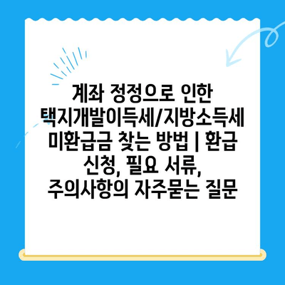 계좌 정정으로 인한 택지개발이득세/지방소득세 미환급금 찾는 방법 | 환급 신청, 필요 서류, 주의사항