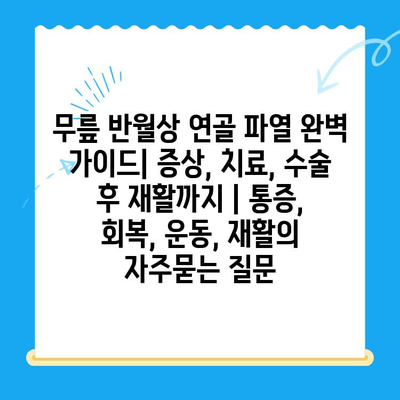 무릎 반월상 연골 파열 완벽 가이드| 증상, 치료, 수술 후 재활까지 | 통증, 회복, 운동, 재활