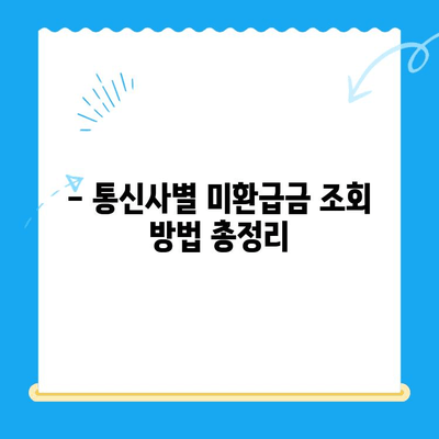 통신비 미환급금, 내 돈 찾기! 간편 조회 방법 | 통신사별, 조회 방법, 환급 절차