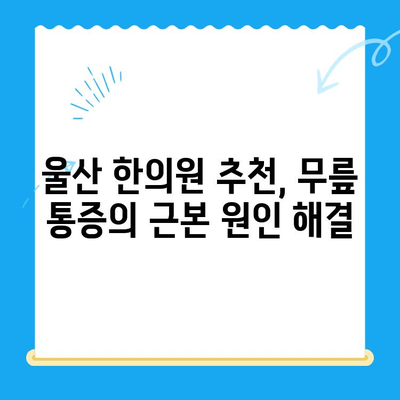 울산 무릎 통증, 한의원 재활로 극복하세요! | 울산 한의원 추천, 무릎 통증 완화, 재활 치료