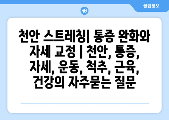 천안 스트레칭| 통증 완화와 자세 교정 | 천안, 통증, 자세, 운동, 척추, 근육, 건강